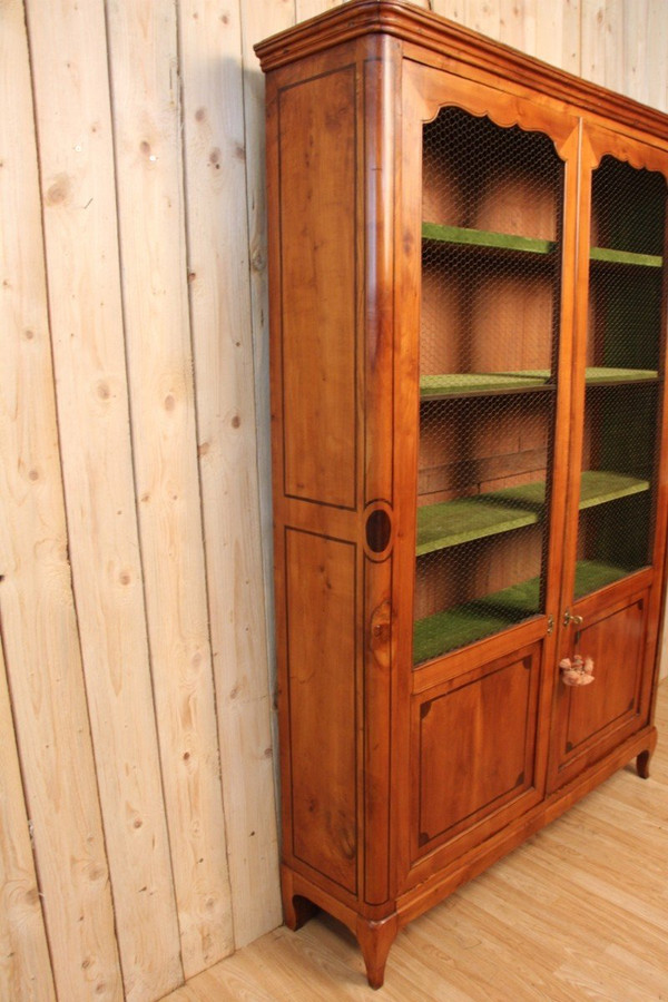 Bibliothèque Grillagé En Merisier XIXeme