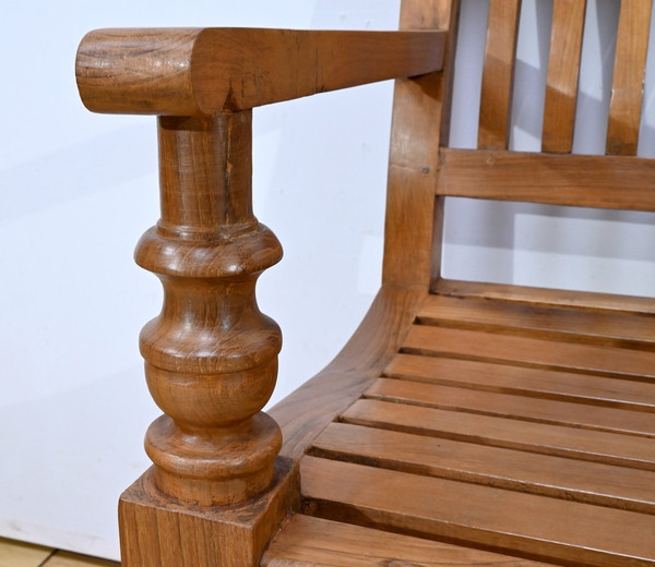 Banc Ancien Colonial de Varangue en Teck – Milieu XXe
