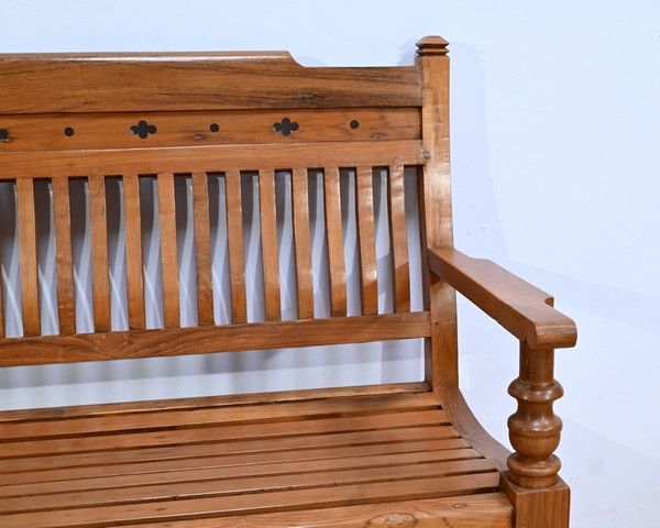 Banc Ancien Colonial de Varangue en Teck – Milieu XXe