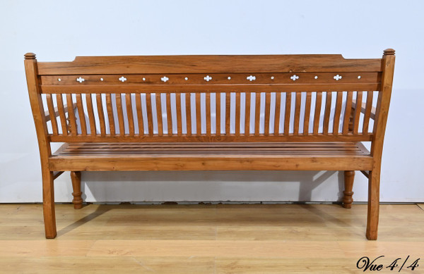 Banc Ancien Colonial de Varangue en Teck – Milieu XXe