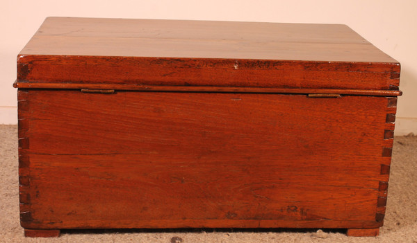Petit Coffre De Marine En Teak -19° Siècle
