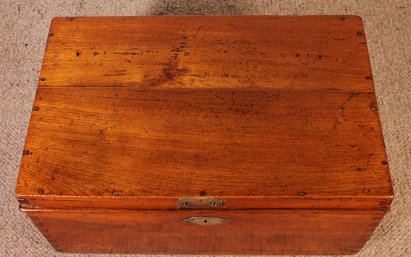 Petit Coffre De Marine En Teak -19° Siècle