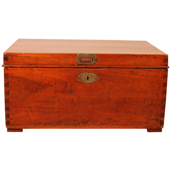 Petit Coffre De Marine En Teak -19° Siècle