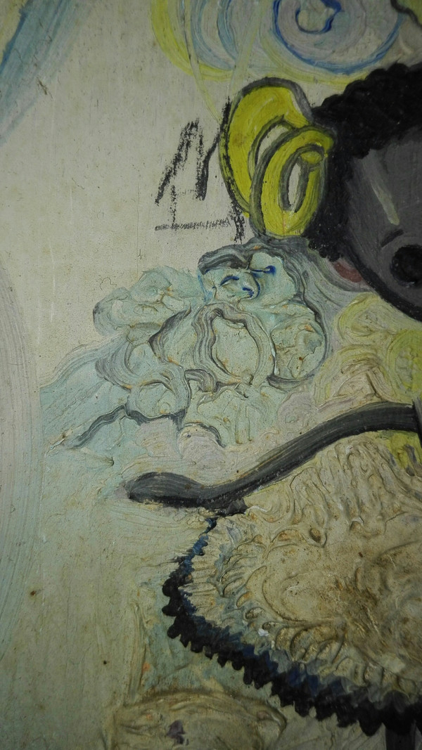 Art Cubain Maria Luisa RIOS petit tableau une petite fille 