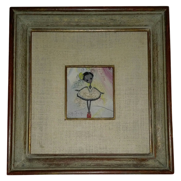 Art Cubain Maria Luisa RIOS petit tableau une petite fille 