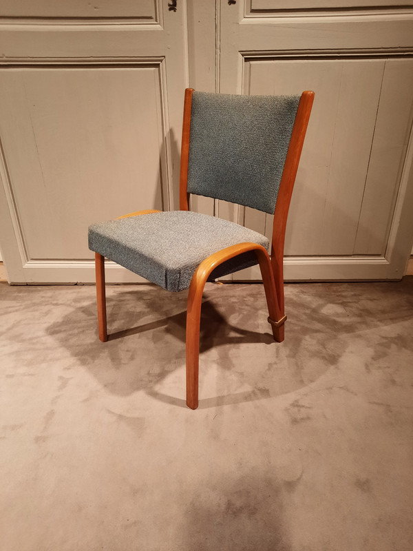 Vintage Bow Wood armchairs and chairs in ash, by Wilhem Von Bode Circa 1950.