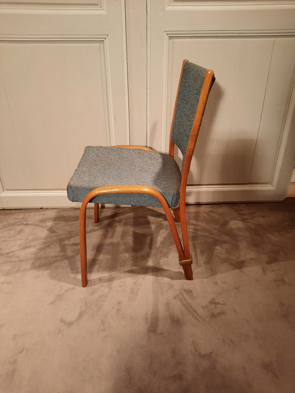 Vintage Bow Wood armchairs and chairs in ash, by Wilhem Von Bode Circa 1950.