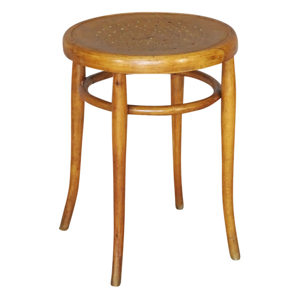 Bistro stool, wooden seat, star circa 1925 No Thonet