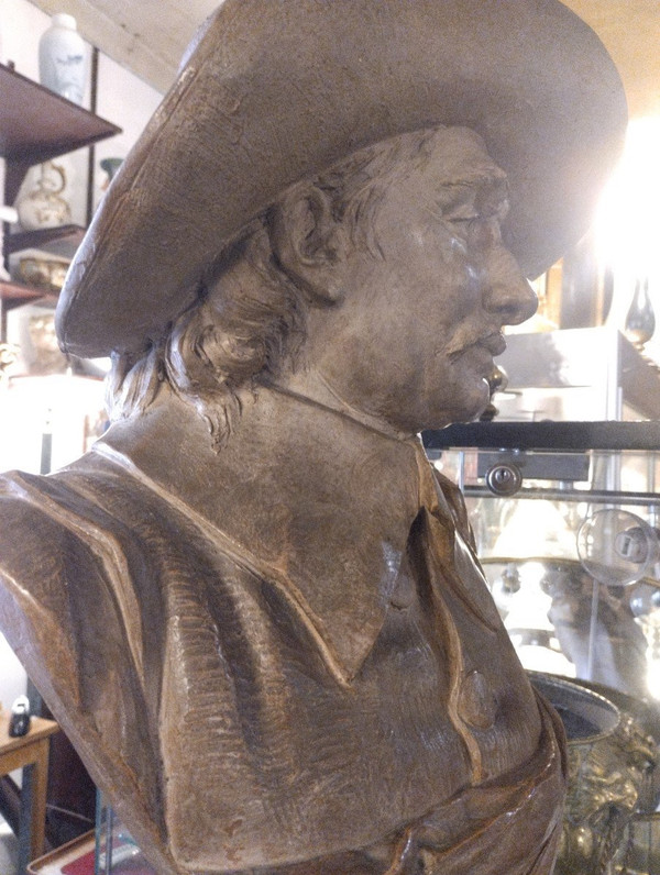 Busto - Terracotta - Albert Ernest Carrier-belleuse -Adrian Van Ostade -v . 1850.