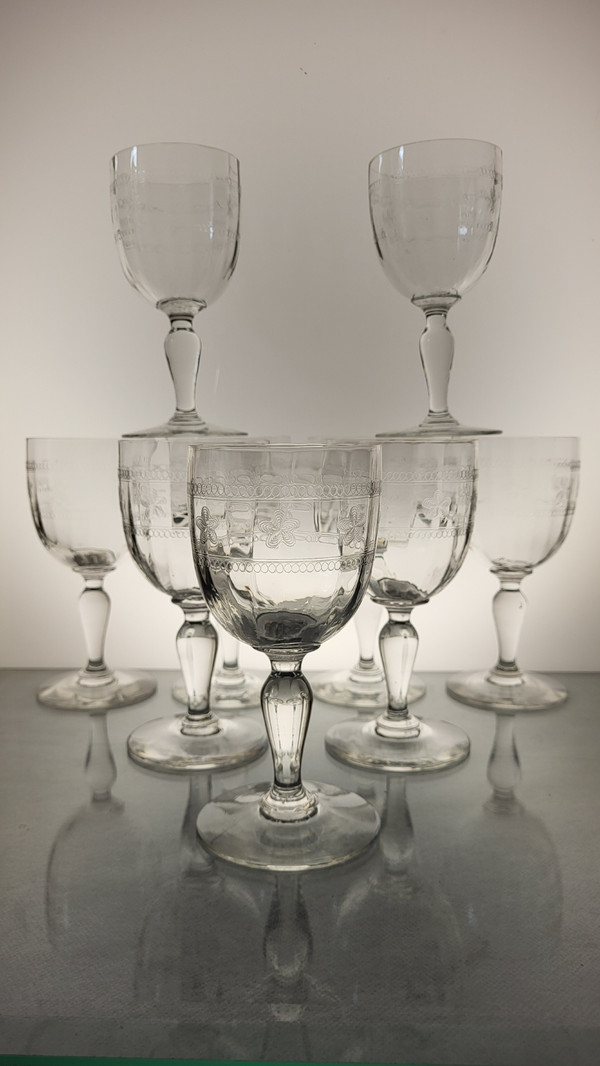 Set di 9 bicchieri da acqua/vino Fine XIX - inizio XX secolo