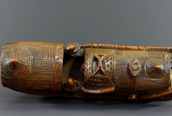 China, 1930s, Bamboo Sculpture of a Jonque Carrying People.