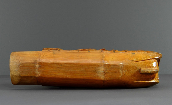 China, 1930s, Bamboo Sculpture of a Jonque Carrying People.