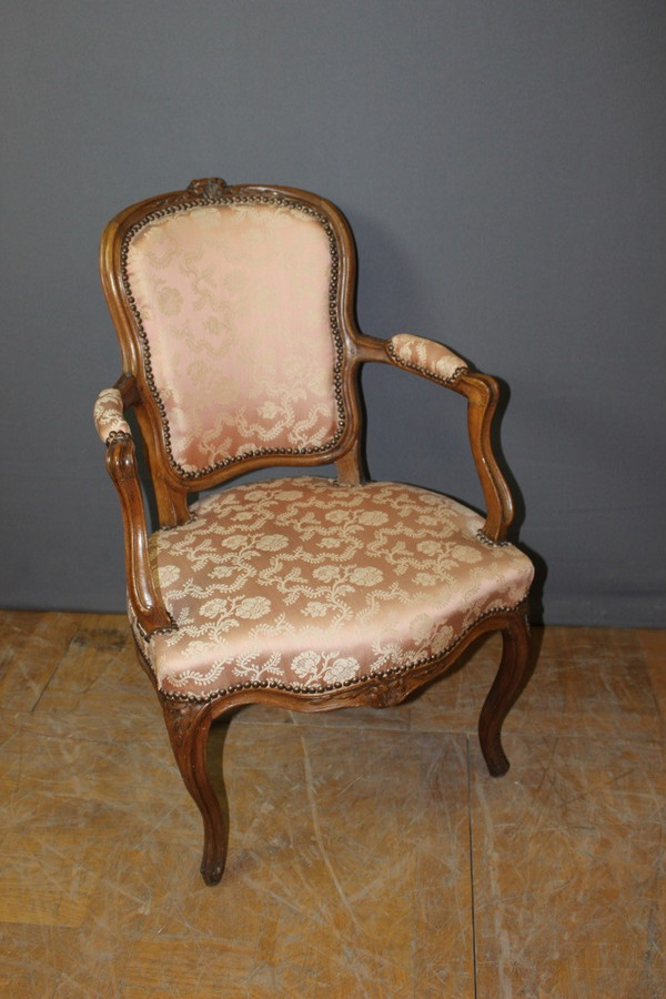 Fauteuil d'époque Louis XV En Hêtre XVIII