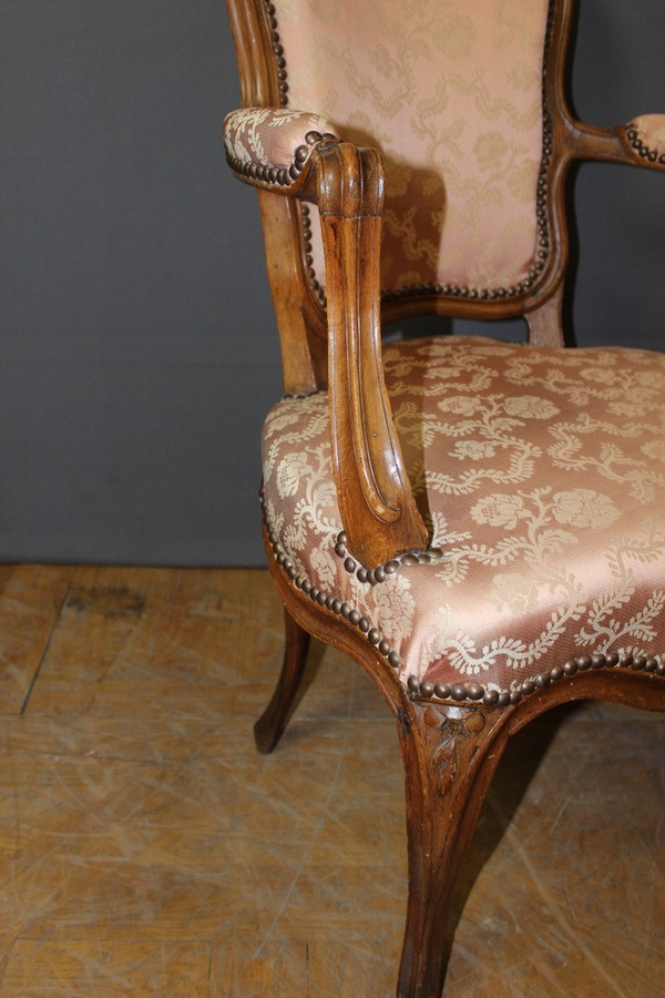 Fauteuil d'époque Louis XV En Hêtre XVIII