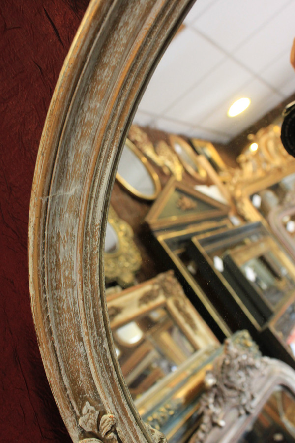 58 X 68 cm Oval Medallion Mirror, Patinated and Gilded