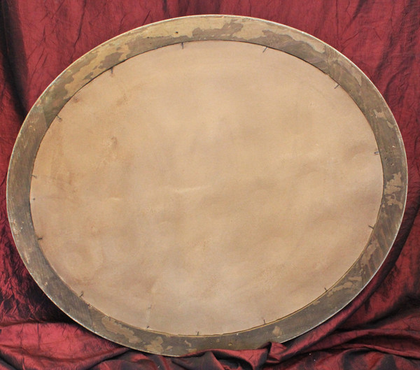 58 X 68 cm Oval Medallion Mirror, Patinated and Gilded