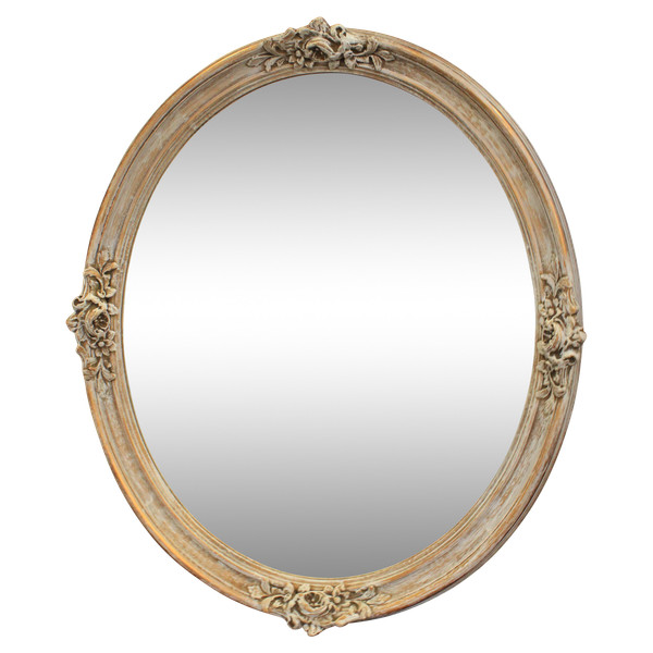 58 X 68 cm Oval Medallion Mirror, Patinated and Gilded