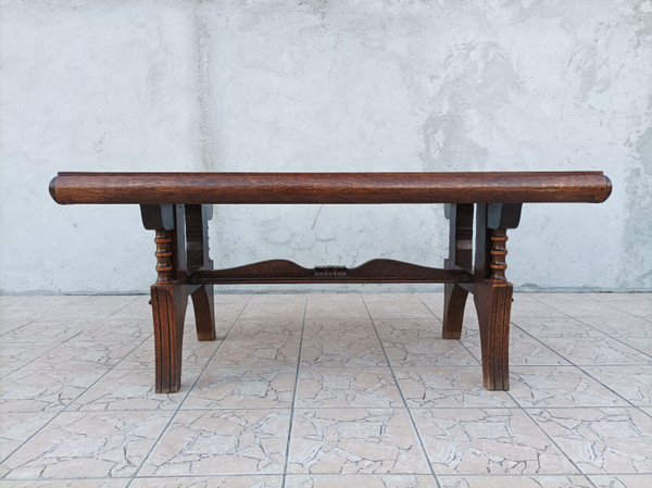 Table brutaliste style Art Déco en chêne dans le goût Gaston Poisson