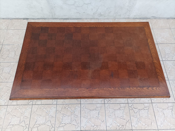 Table brutaliste style Art Déco en chêne dans le goût Gaston Poisson