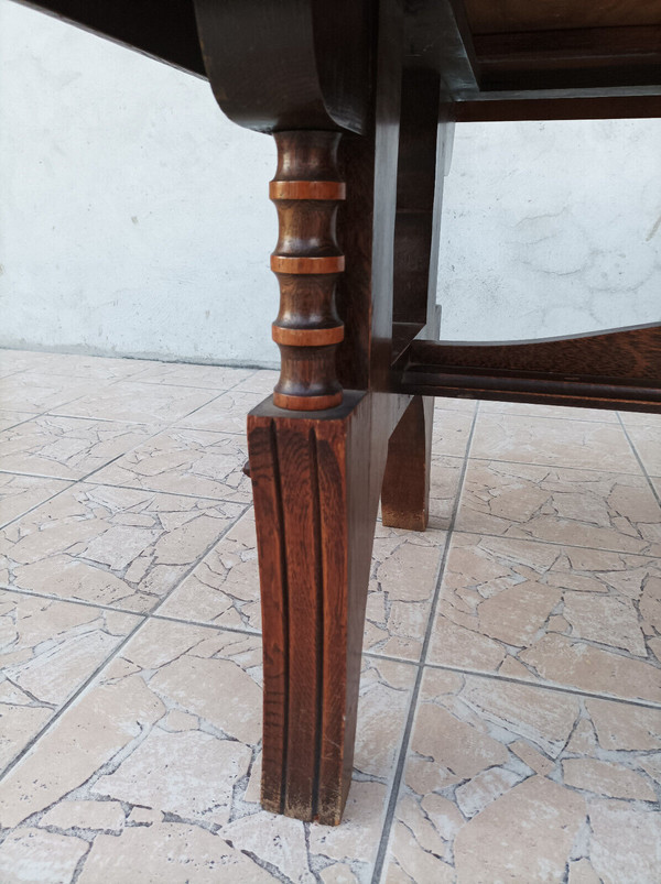 Table brutaliste style Art Déco en chêne dans le goût Gaston Poisson