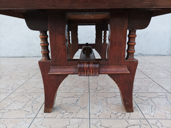 Table brutaliste style Art Déco en chêne dans le goût Gaston Poisson