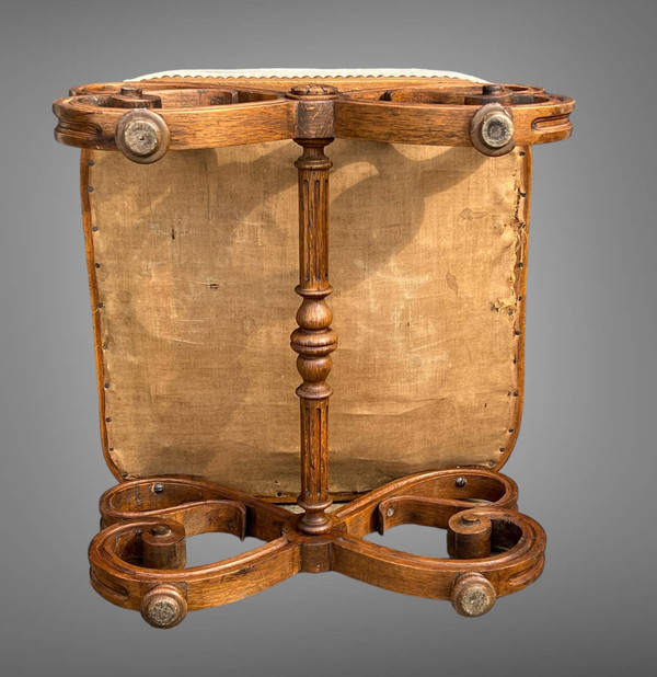 CURVED, FABRIC-COVERED WALNUT TOE / FOOTREST