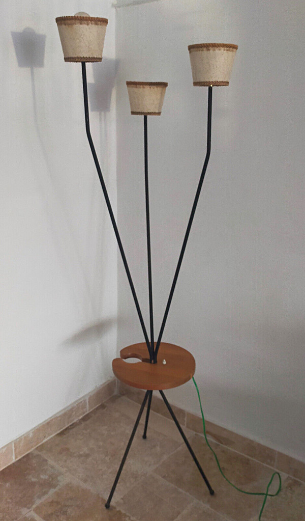 Lampadaire vintage tripode 1950