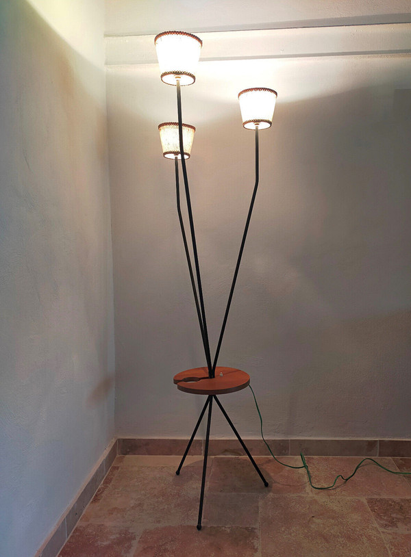 Lampadaire vintage tripode 1950