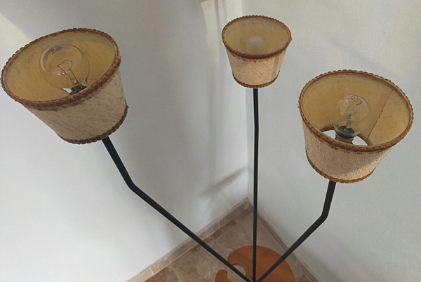 Lampadaire vintage tripode 1950