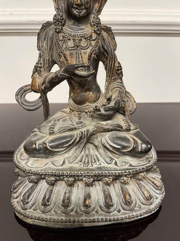 Statua di Buddha Maitreya Bronzo Cina XVIII secolo