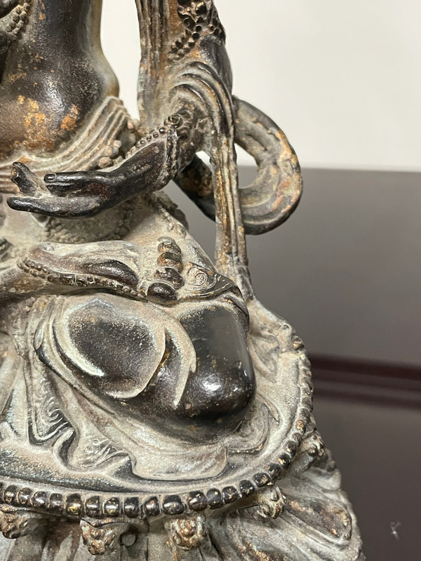 Statua di Buddha Maitreya Bronzo Cina XVIII secolo