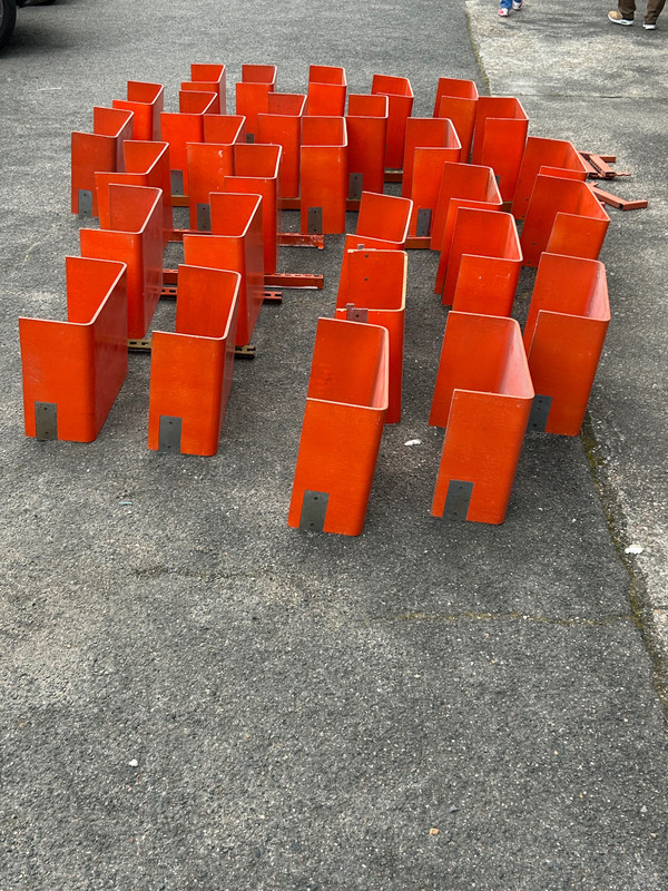 Orange Thermoformed Wood Large Modular Library Shelf Circa 1970