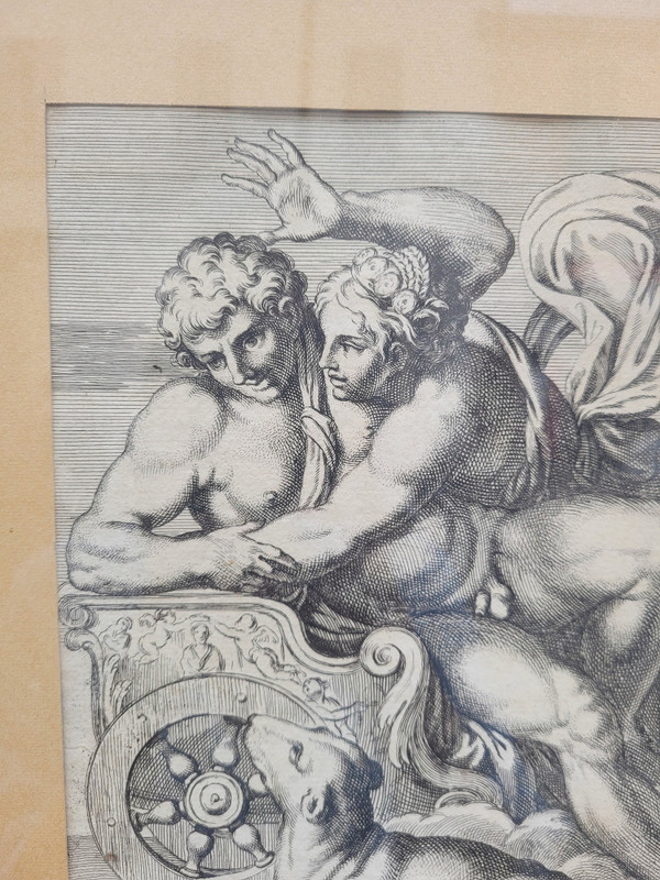 Aurore Et Cephale, Framed Engraving, Carracci, 17th Century ?