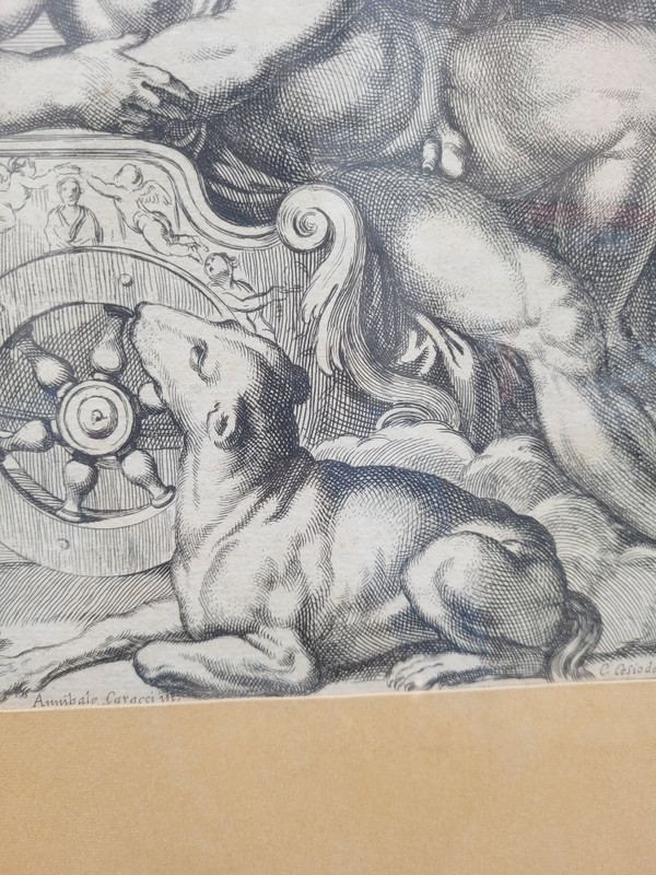 Aurore Et Cephale, Framed Engraving, Carracci, 17th Century ?