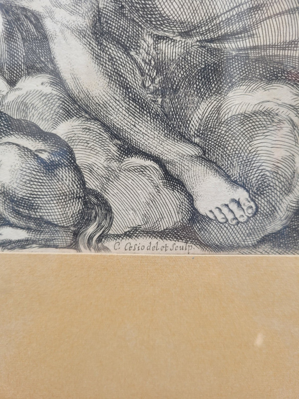 Aurore Et Cephale, Framed Engraving, Carracci, 17th Century ?