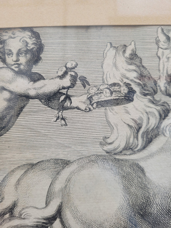 Aurore Et Cephale, Framed Engraving, Carracci, 17th Century ?