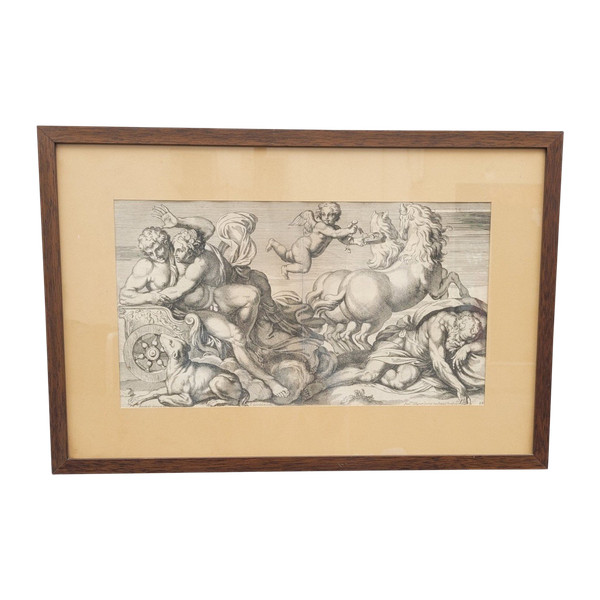 Aurore Et Cephale, Framed Engraving, Carracci, 17th Century ?
