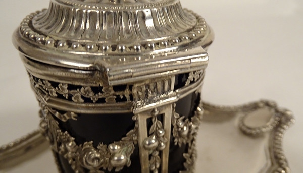 Pentola di senape Vassoio d'argento Fermiers Généraux Paris Ferrié 1781 216gr XVIII secolo