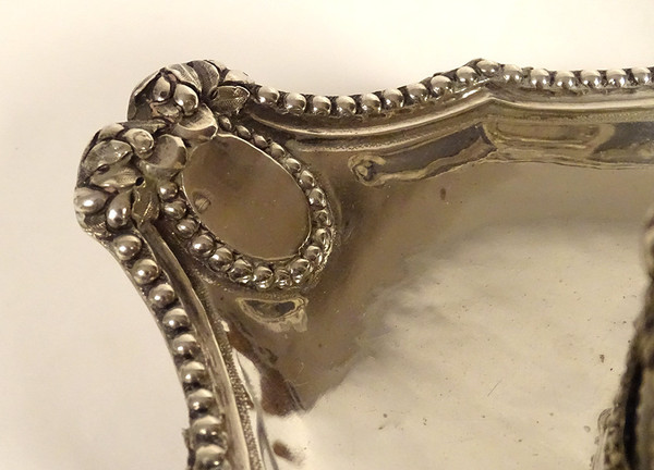 Pentola di senape Vassoio d'argento Fermiers Généraux Paris Ferrié 1781 216gr XVIII secolo