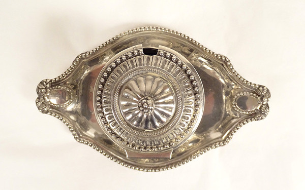 Pentola di senape Vassoio d'argento Fermiers Généraux Paris Ferrié 1781 216gr XVIII secolo