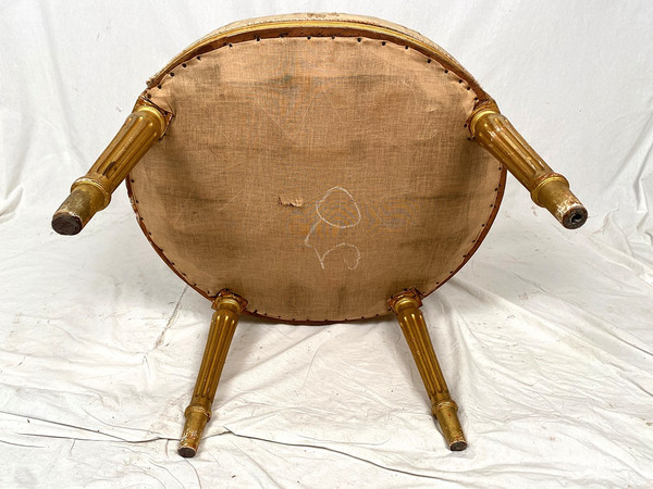 Poltrona in legno dorato in stile Luigi XVI, fine XIX o inizio XX secolo
