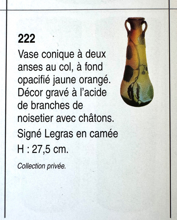 Legras Vase with Hazel Decor