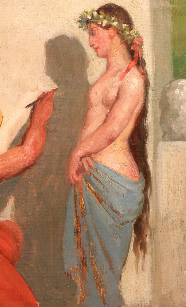Antoine Van Hammée (att. à) 1836-1903 L'invention du dessin, tableau, femme nue,  vers 1860