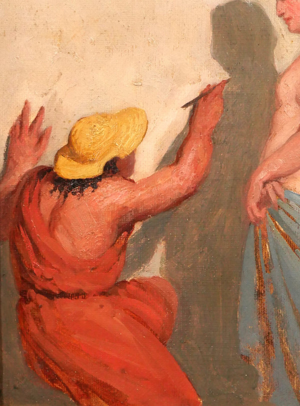 Antoine Van Hammée (att. à) 1836-1903 L'invention du dessin, tableau, femme nue,  vers 1860