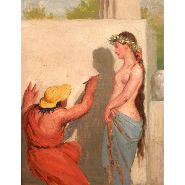 Antoine Van Hammée (att. à) 1836-1903 L'invention du dessin, tableau, femme nue,  vers 1860