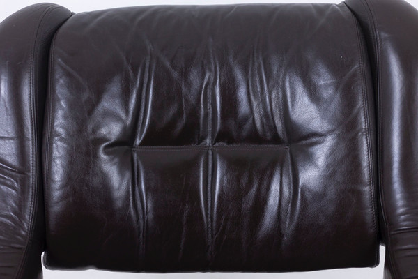 Soggiorno in metallo e pelle. Anni '70 LS57905650/5G