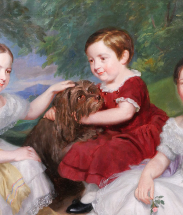 James RAMSAY 1789-1854 Portrait d'enfants et d'un chien, tableau, Grande-Bretagne, romantisme