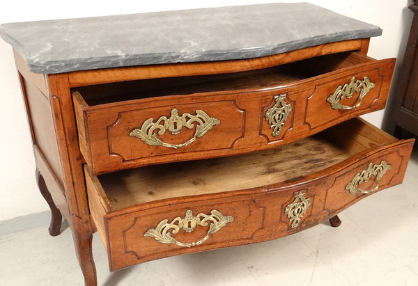 Commode Sauteuse Provençale Noyer Sculpté Marbre Gris Bronze Doré XVIIIème
