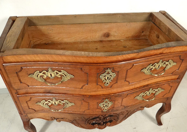 Commode Sauteuse Provençale Noyer Sculpté Marbre Gris Bronze Doré XVIIIème