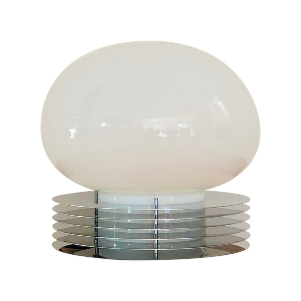 Lampe à poser en inox et verre opalin par Tronconi Illuminazione, Italie années 70 